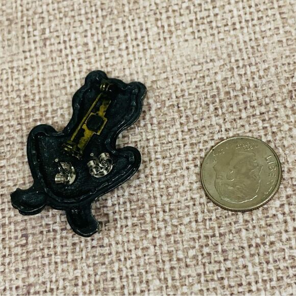 Pewter Frog Brooch Earrings Set - Picture 2 of 2